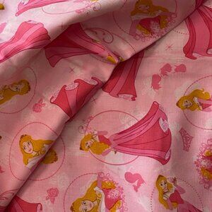 DISNEY Sleeping Beauty Princess Aurora Fabric by the Yard New Pink Allover Print